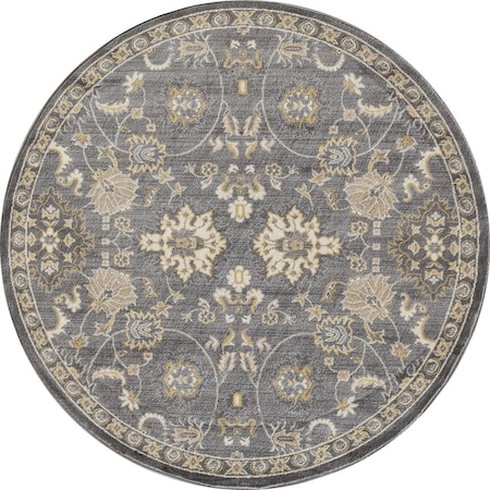 Art Carpet 8 Ft. Arbor Collection Bouquet Woven Round Area Rug, Gray 21308